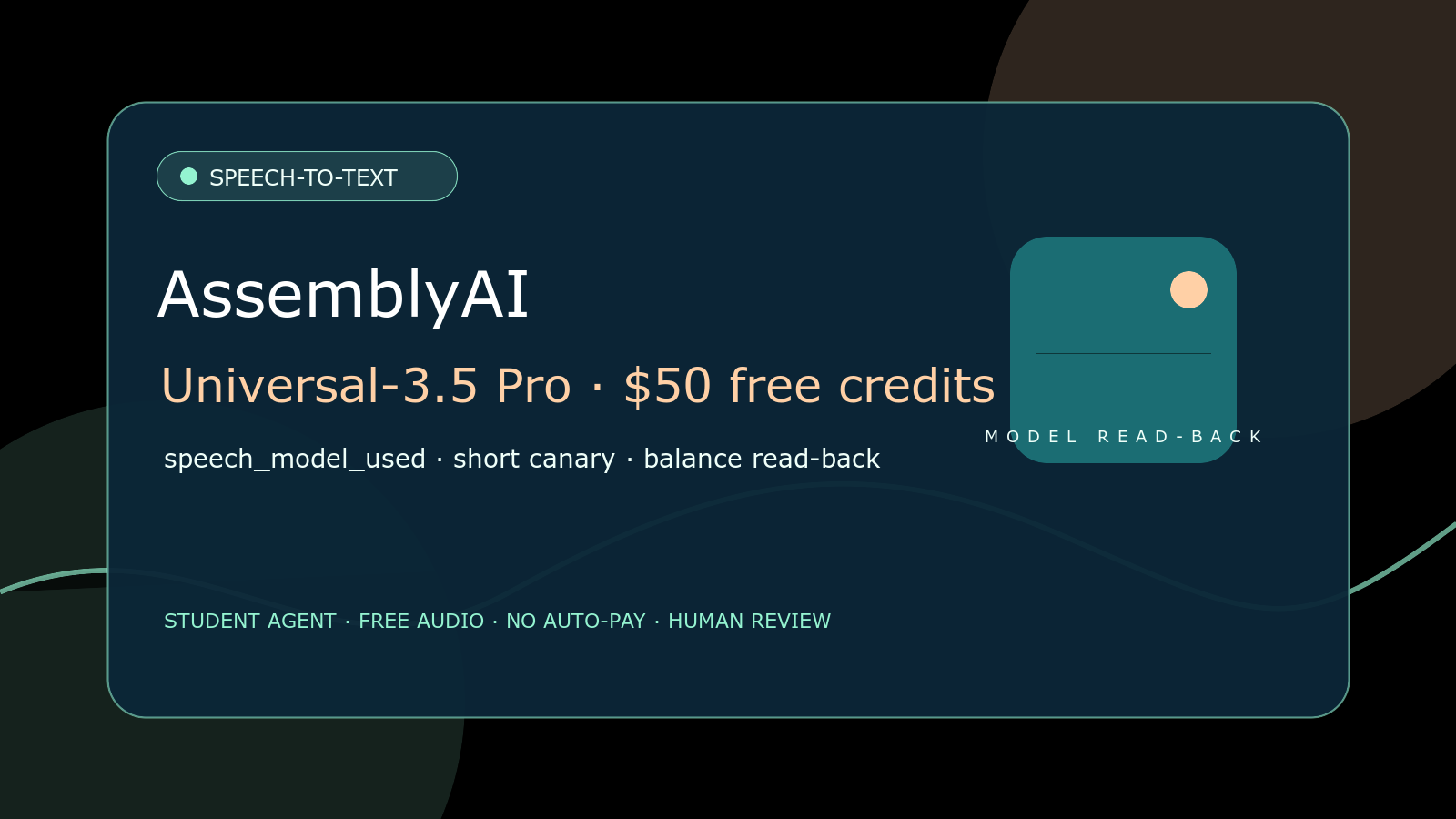 AssemblyAI USD 50 Free Credits 怎麼用？Universal-3.5 Pro 語音 Agent 導流