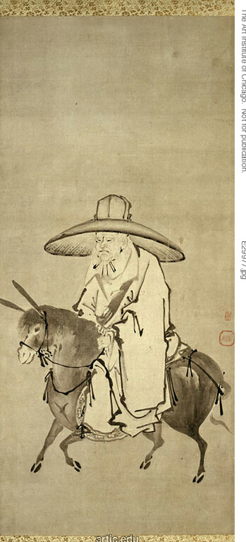 芝加哥藝術學院收藏的狩野重信《The Poet Du Fu Riding a Donkey》