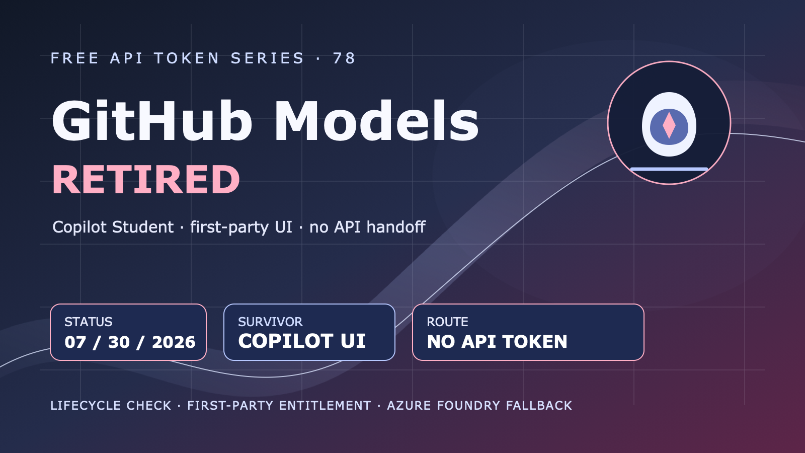 GitHub Models 已退役怎麼辦？Copilot Student 不是 API Token