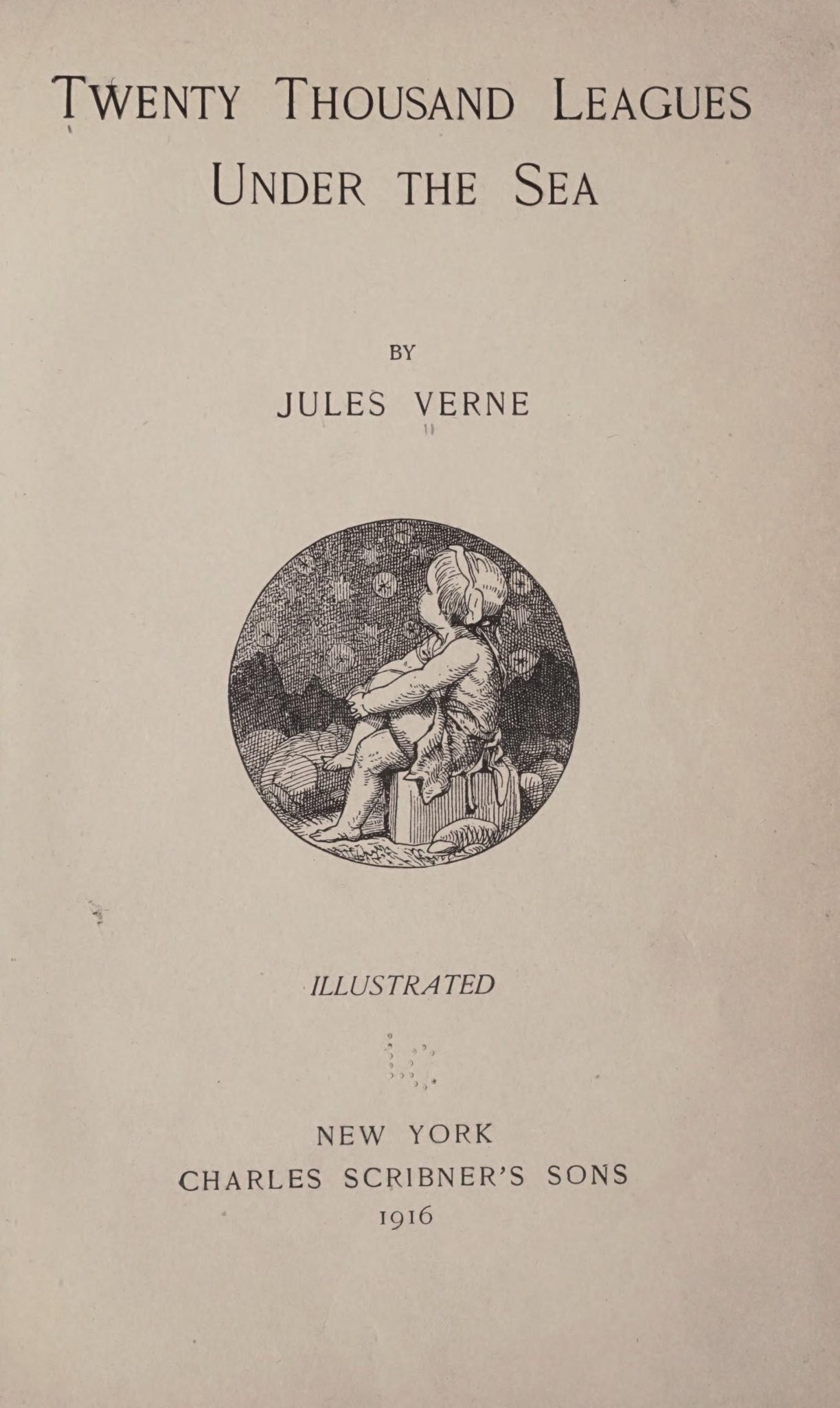 《海底兩萬里》英文版書頁掃描;Library of Congress 館藏,用於辨識 Jules Verne 與作品版本