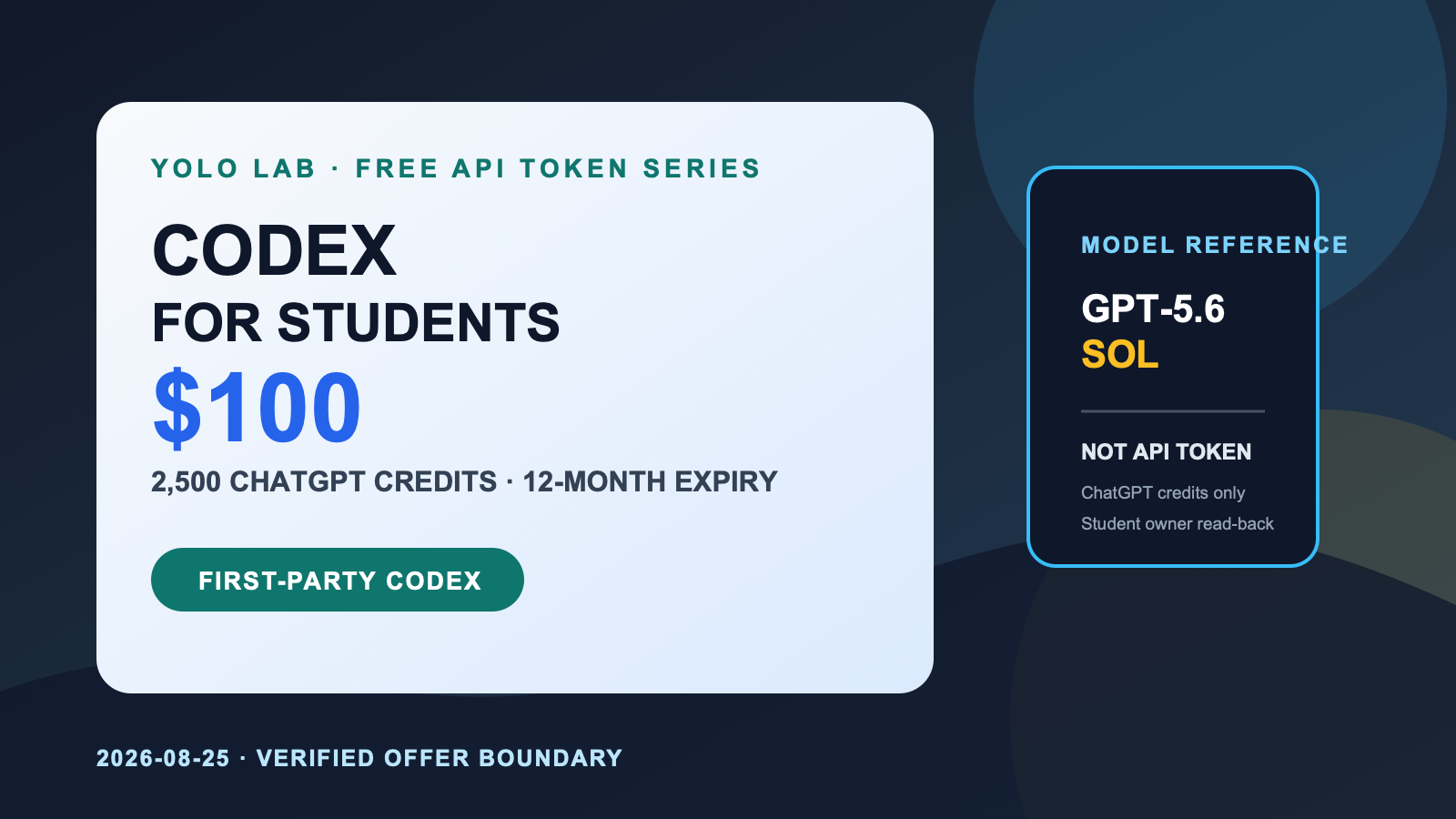 Codex for Students USD 100 怎麼用？2,500 ChatGPT credits 不是 API Token