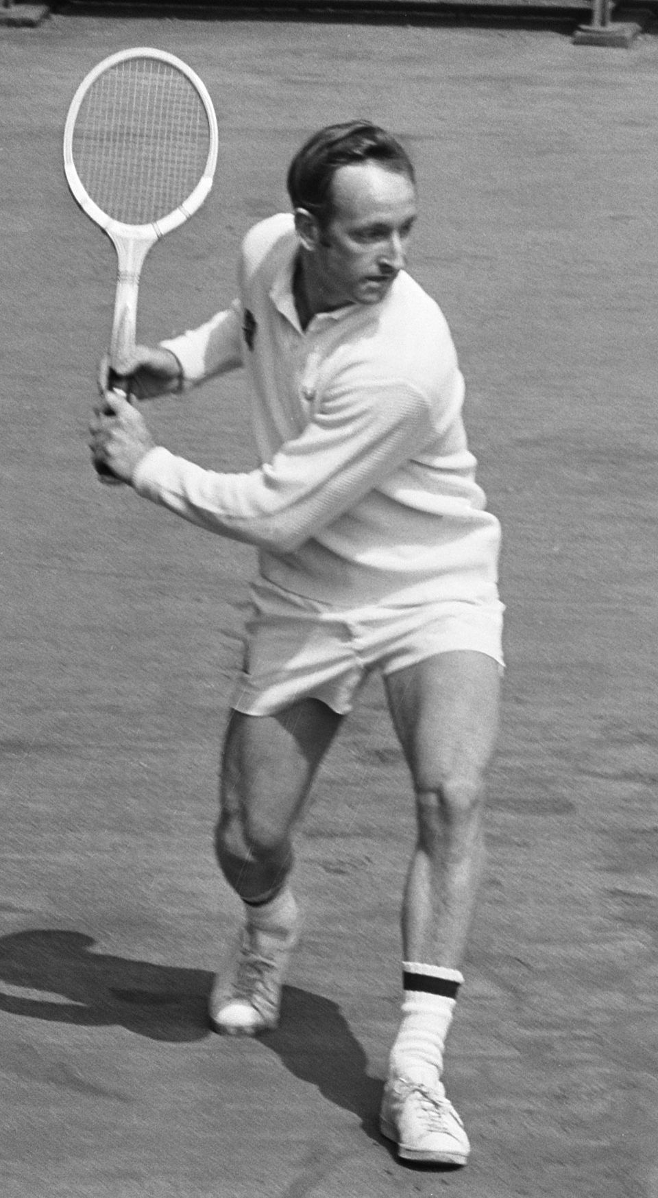 Rod Laver 1969 年在網球賽事中的比賽照片