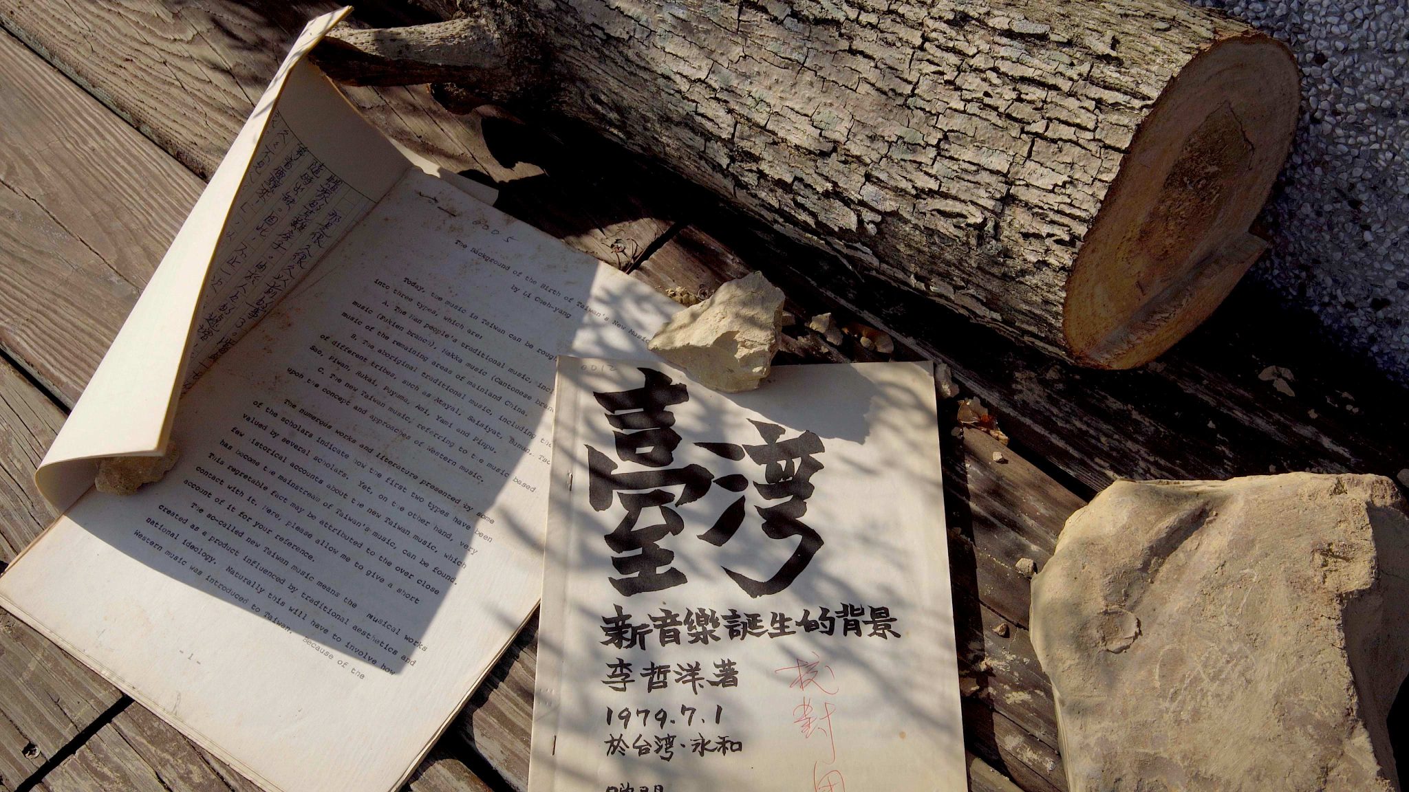《獨奏者之舞》電影劇照,手稿與音樂書寫置於樹下