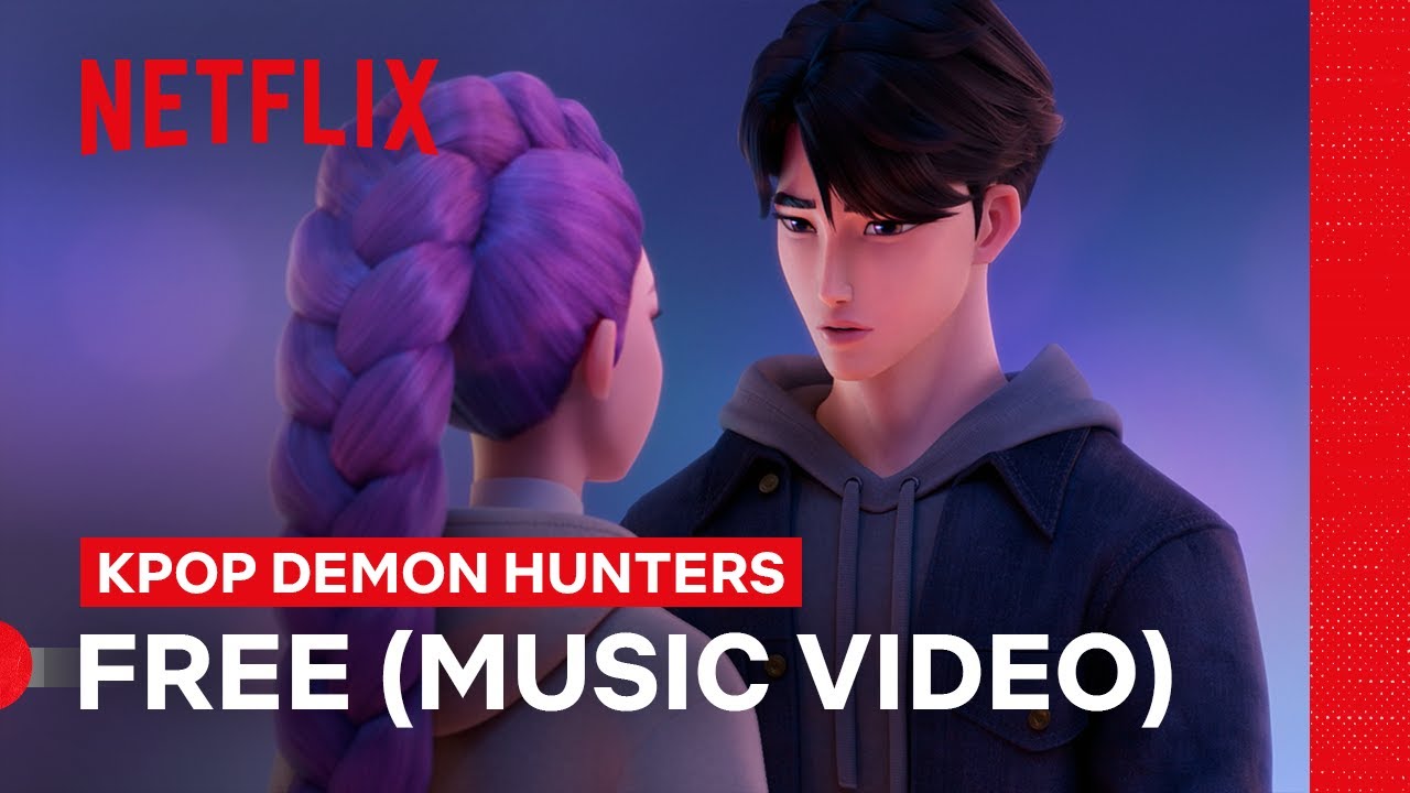 Netflix《KPop Demon Hunters》〈Free〉官方音樂影片中的 Rumi 與 Jinu